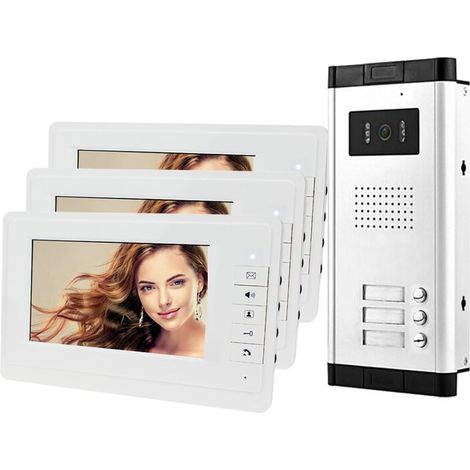 7 '' LCD Color Con Cable Video portero puerta sistema 700TVL Night Vision Camera Timbre Con múltiples 3 apartamentos/Home (1/5)