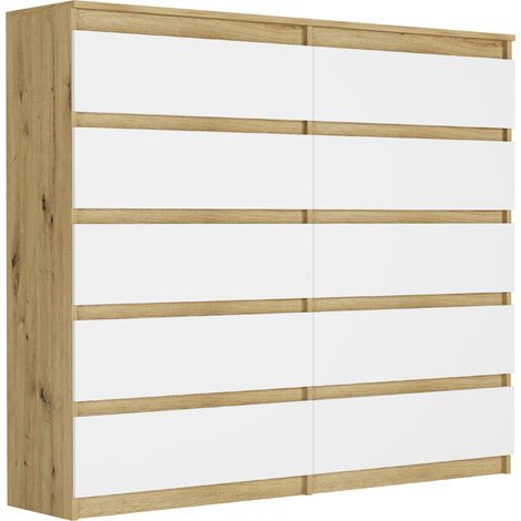 Hohe Kommode mit Schubladen Artisan Mix Weiß, 120 x 140 x 40 cm Modern R140S10