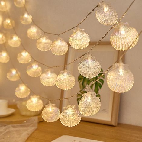 Guirlande Lumineuse Coquillages - 300 cm - 20 LED Blanc Chaud - Fonctionne Sur Piles - Télécommande Incluse - Pour Intérieur Extérieur (1/5)