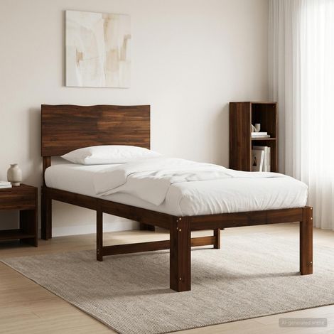 vidaXL Single Bed Frame with Headboard ROSTOCK Dark Brown 75 x 190 cm (1/5)