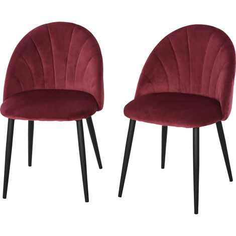 Lots de 2 chaises LOU en velours bordeaux (1/5)