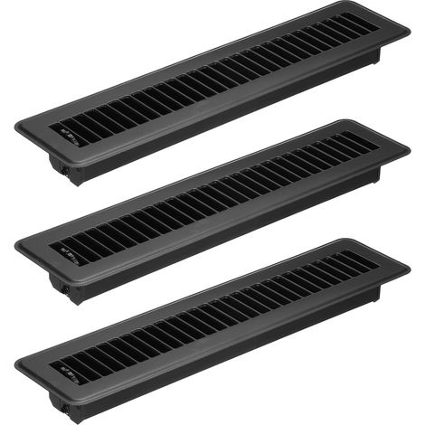 14 X 2 Pouces Grille de Sol, 3Pcs Couverture de Ventilation en Acier Robuste Réglable Décorative Facile à Ajuster Grilles de Sol pour Maison Bureau, Noir (1/5)