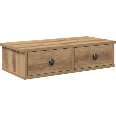 Étagère murale,Étagère flottante avec tiroirs chêne artisanal bois d'ingénierie CFW87065 (1/5)