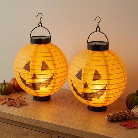 2 Pack Hanging LED Jack-O'-Lanterns (1/2)