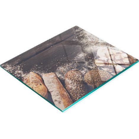 Tabla decorativa multifuncional de cocina de vidrio templado para pan y harina, 60x52 cm.