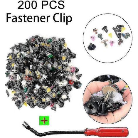 Outil de retrait de clips et rivets pour pare-chocs, ailes et panneaux de porte de voiture (200 pièces) (1/4)