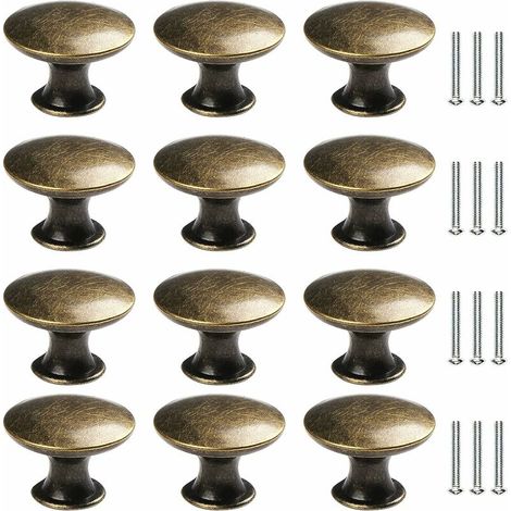 12x Vintage Door Drawer Knobs 30mm Antique Brass Kitchen Cabinet Cupboard Pulls, For Dresser and Furniture Cupboard, Antique Bronze，Round Cabinet Knob, Vintage Drawer Knobs, Brass Cabinet Pulls, Door (1/5)