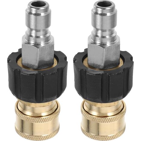 Raccord Rapide pour Nettoyeur Haute Pression M22 14mm 2 Sets Cuivre et Abs, Connexion Mâle et Femelle, Usage pour Lavage Auto et Mobilier Extérieur (1/5)