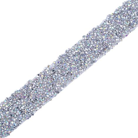 Bande décorative en strass cristal brillants, colle, 1 yard (91,4 cm) de large, couleur AB, 3 cm de large. (1/5)