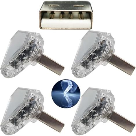 Mini veilleuse USB USB Triangulaire (Tactile) Blanc 4Pcs 5V/1A Feux Secours Lumière LED PC adapté à diverses Prises USB telles Que Les banques d'alimentation et Les Voitures (1/4)