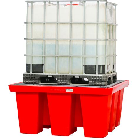 Bac de rétention en PE 1680x1680x750mm - avec grille - cap. 1100L MW Tools OPB1IBC (1/5)