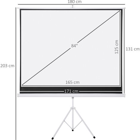 Pantalla de proyección con trípode 84 pulgadas, formato 4:3, 171 x 131 cm, plegable, blanca OKMYHOME (1/5)