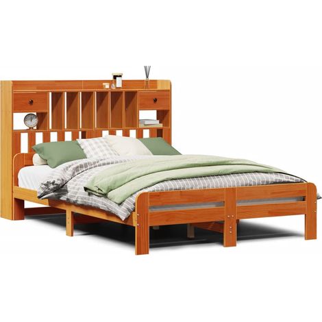Maison Exclusive - Letto Libreria senza Materasso Marrone Cera 160x200 cm in Pino