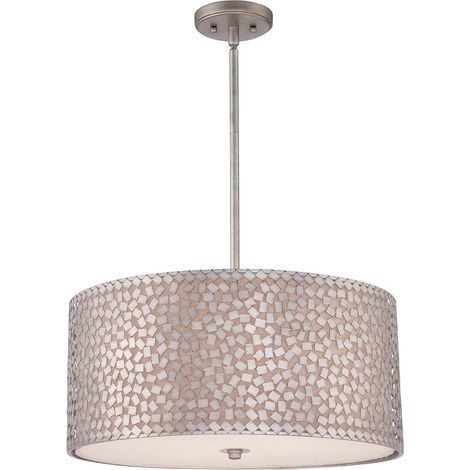 Elstead Confetti - Pendente da soffitto rotondo grande 4 luci argento antico, attacco E27