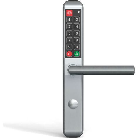 Poignée électronique à code Easykey DOM serrure inox porte intérieure sans clé entraxe 70 mm (1/5)