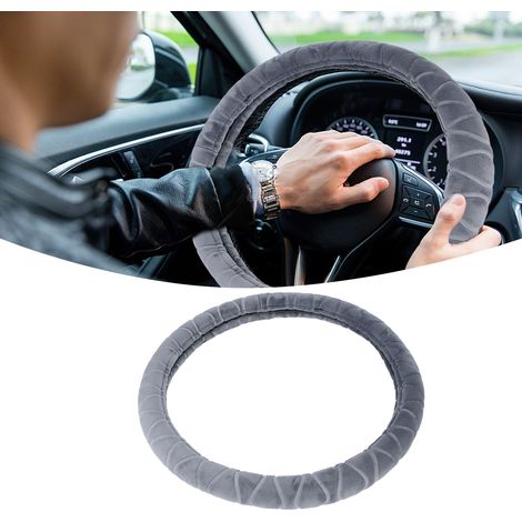 Housse de volant universelle en tissu 15 pouces pour voiture (grise) (1/5)