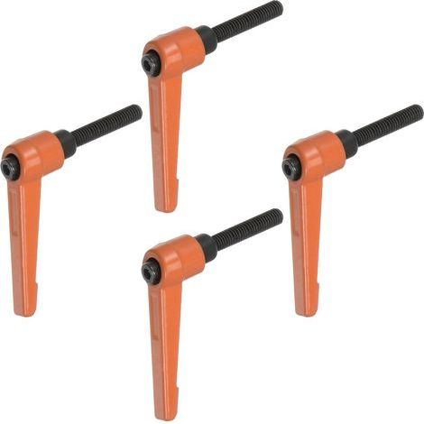 piezas - Mango de sujeción - Palanca ajustable - Rosca M6x30cm - Mecanismo de liberación rápida - Para maquinaria industrial y de carpintería - Naranja (1/5)
