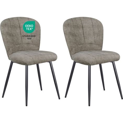 Chaises de salle à manger - WAFTING - Design Coquille - Chenille doux - Pieds métal - Lot de 2 (1/5)