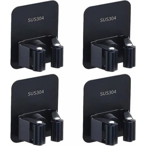 Support Murale Pour Balai - Acier Inoxydable - Auto-Adhésif - Pour Cuisine Garage Jardin Salle De Bain - Lot De 4 (1/5)