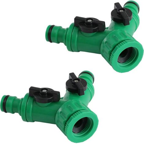 Connecteurs de Robinet, Y 1/2 et 3/4 Pouce Hose Connector,Robinet d'eau Connecteur de Tuyau avec Vanne Marche/Arrêt Indépendante pour l'Irrigation du Jardin ( 2 pièces) (1/5)