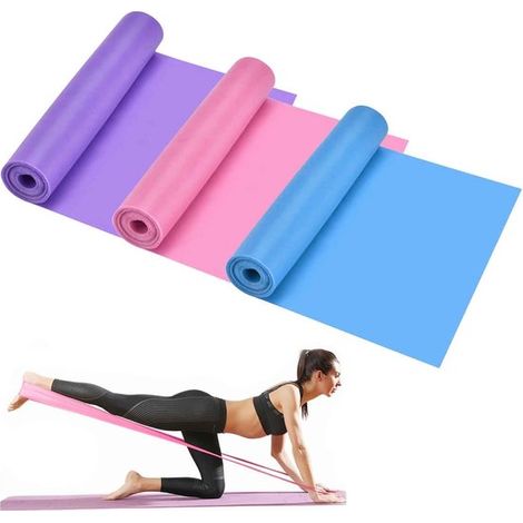 Juego de 3 bandas de resistencia, hipoalergénicas, con 3 niveles de resistencia, ideales para entrenamiento de fuerza, yoga, gimnasio, pilates, fitness y estiramientos. (1/5)