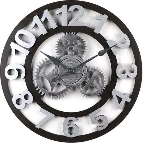 Horloges murales, horloge murale 3D, horloge murale Steampunk, pendule murale classique en métal vintage, horloges rétro silencieuses - 40CM