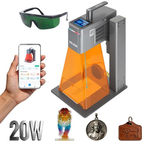 Graveur Laser Portatif 2 en 1 Machine de Gravure Laser Bleu Portable 20 W Infrarouge 2 W pour Bois Acrylique, Haute Vitesse 10000 mm/s, Zone Gravure 16x14 cm, Mise au Point Manuelle Automatique (1/5)