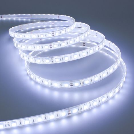 TrAdE Shop Traesio - Striscia Led 5 Mt Smd5050 Bianco Caldo Freddo Naturale Neutra Impermeabile 12v - -Bianco Freddo 1 Ampere -