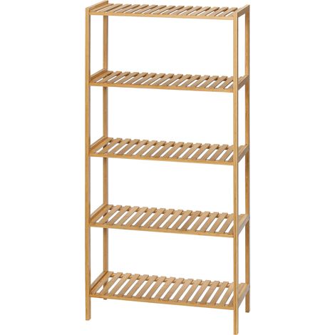 Étagère de rangement bambou à 5 niveaux, bibliothèque pour chambre et bureau, 60x26x130cm, naturel (1/5)