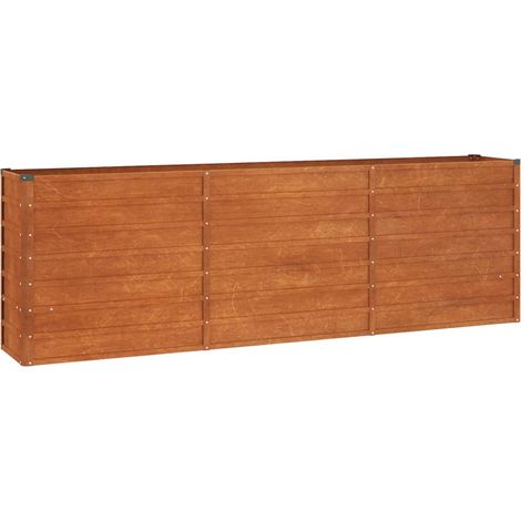 Vassoio per fioriera aiuola rialzata piante fiori terrazza giardino arrugginito 240 x 40 x 77 cm acciaio corten marrone 020039867
