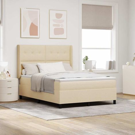 LED Boxspringbett mit Matratze Creme 140 x 200 cm Stoff (1/5)