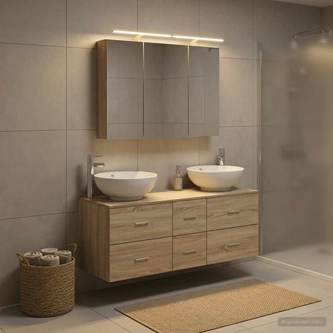 vidaXL Bathroom Furniture Set 4 pcs Sonoma Oak (1/5)