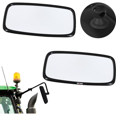 KOTARBAU® Kotarbau® Miroir Retroviseur Exterieur - Retroviseur Tracteur 28,5x15,5 cm Lot de 2 - Retroviseur Tracteur Agricole - avec Support Pour Bras de Rétroviseur Ø 15-24 mm - Pvc - Noir