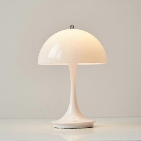Lámpara de escritorio inalámbrica con forma de seta, lámpara retro con forma de seta, con luz nocturna LED regulable. (1/5)
