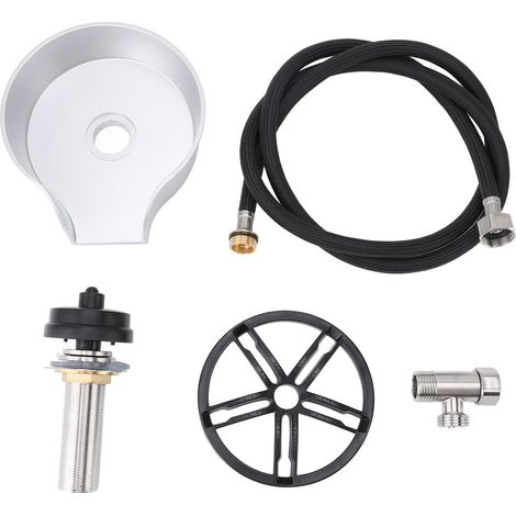 Rince-verres rotatif automatique avec douchette extractible, filetage mâle G1/2, bassin ABS argenté, acier inoxydable (1/5)