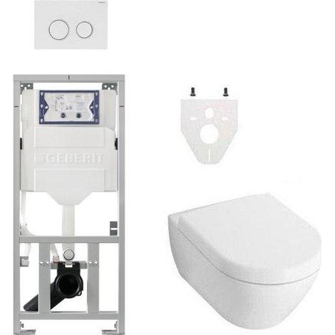 Villeroy & Boch Subway 2.0 Pack WC DirectFlush - réservoir Geberit - fermeture douce - plaque de déclenchement Sigma20 - blanc