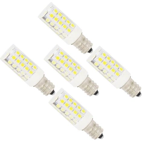 5 ampoules LED E12 de type « maïs » 5W, 44 LED SMD 2835, blanc froid 6000K, équivalent à 500 lm. (1/5)