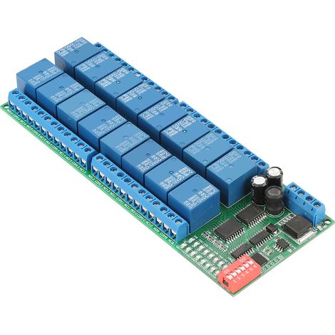 16-Kanal DC 12V MODBUS RTU RS485 Relaismodul SPS-Steuerung Serielle Kommunikationsplatine Schalter (1/5)