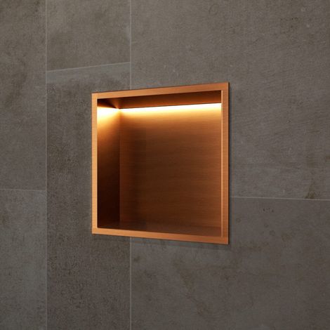 Hornacina de ducha INDIC con LED oro rosa cepillado (1/3)