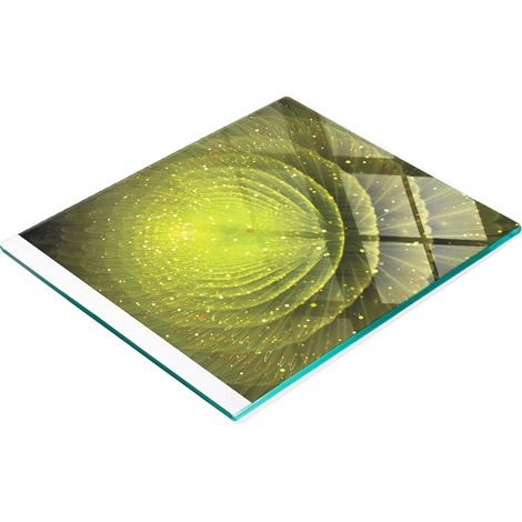 Tabla de servir de cristal para cocina con motivos florales fractales, 60x52 cm. (1/5)