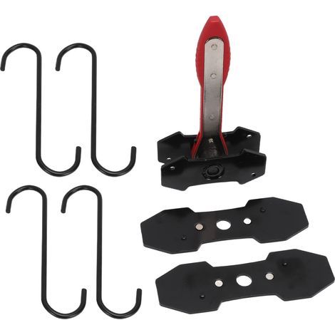 Outil de Compression d'étrier de frein, cliquet pivotant à 360 degrés avec 2 plaques d'acier et 4 crochets de couleur rouge (1/5)