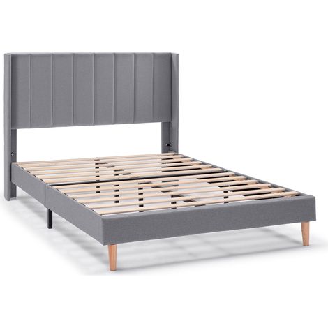 Cadre de lit rembourré Noelia 30 cm, 140x190 cm, Gris foncé