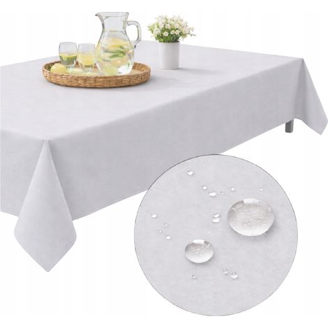 Nappe de jardin imperméable 155 x 240 cm pour table, terrasse ou balcon, gris clair