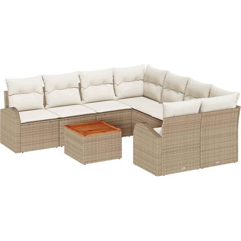 Garden Sofa Set 9 pcs Beige and Cream Poly Rattan vidaXL (1/5)
