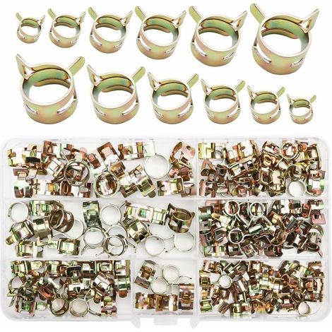 Confezione da 135 fascette stringitubo a molla per tubi flessibili, fascette per tubi del carburante, fascette per tubi dell'acqua, fascette per tubi dell'aria - 6-12 mm (1/4)