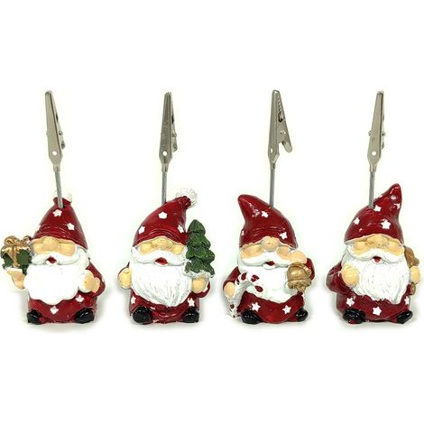 Babbo natale rosso con pinza segnaposto porta foto per addobbo tavola di natale decorazioni natalizie set da 12 (1/4)