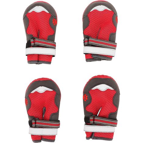 Lot de 4 chaussons chien respirants, protections pattes antidérapantes, sangle réfléchissante, résistants à la chaleur, pour activités extérieures, maille légère et élégante. (1/5)