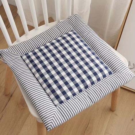 Coussin respirant pour bureau à domicile en coton et lin coussin de fesses futon tatami coussin de départ coussin de chaise de salle à manger chaise de printemps et d'automne bleu foncé 4040cm (1/2)