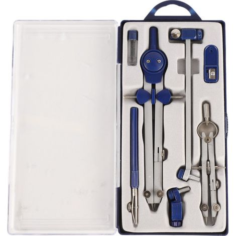 Beyamis Compas géométrique incassable – alliage zinc, boîte, durable, bureau/école/dessin (1/5)