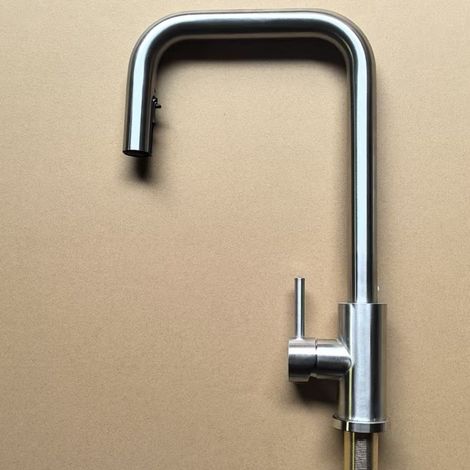 304 Stainless Steel Concealed Pull-Out Faucet for Home Use, Sinks, and Kitchens - Brushed Flat T-Way